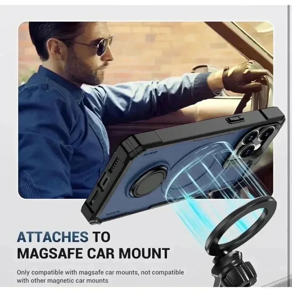 Ring‎ Stand Case for iPhone 15 Pro 6.1” Magnetic Charging Rotatable Kickstand